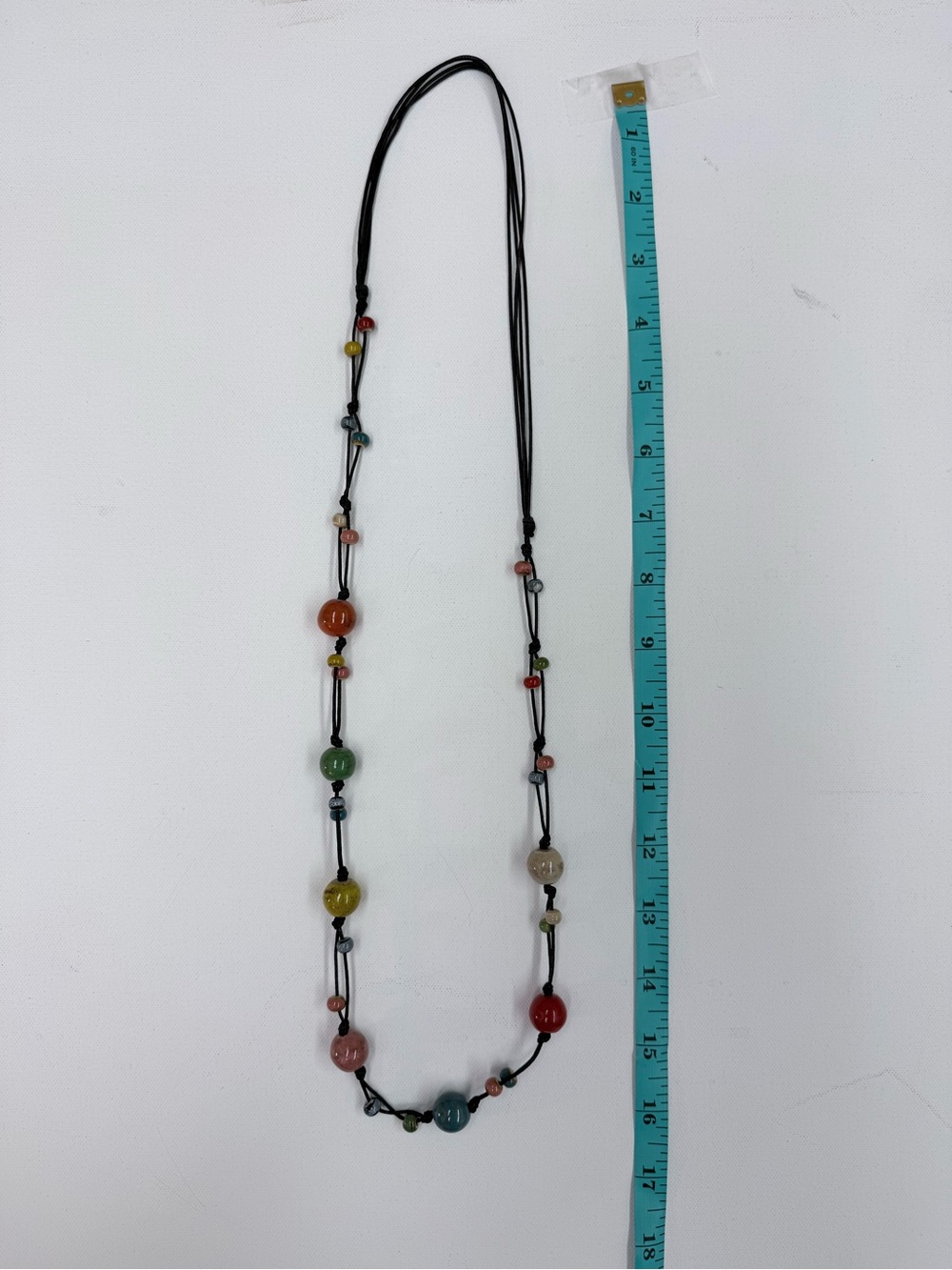 Multicolor Ceramic Beaded Necklace on Black Cord